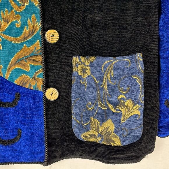 Vintage 1990s Alex Ku Blue Patchwork Cotton Jacket - Picture 2 of 9